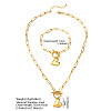 304 Stainless Steel Heart Charm Bracelets & Pendant Necklaces Sets for Women WG287A9-01-3