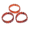 Dyed & Heated Natural Carnelian Faceted Beaded Stretch Bracelets for Women BJEW-K251-07O-4