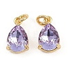 Teardrop Brass Glass Charms KK-L240-06G-01-1