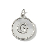 Brass Pave Natural Shell Flat Round with Letter Charms KK-Z115-13P-G-1