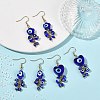 Evil Eye Handmade Lampwork Dangle Earrings EJEW-JE07416-1