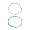 2Pcs 2 Colors Electroplate Faceted Rondelle Glass Beaded Stretch Bracelet Sets BJEW-JB10798-1