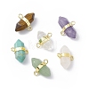 Natural  Mixed Gemstone Double Terminal Pointed Connector Charms G-P491-11G-1