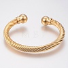 304 Stainless Steel Cuff Bangles Torque Bangles BJEW-H570-28G-1
