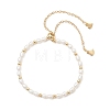 Natural Cultured Freshwater & Brass Beaded Slider Bracelets BJEW-JB13324-02-2