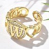 Brass Micro Pave Clear Cubic Zirconia Open Cuff Rings for Women RJEW-K289-02G-W-2