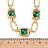 304 Stainless Steel Glass Green Rectangle Link Chain Necklaces for Women SA-CBA8C9C-10G-3