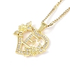 304 Stainless Steel Heart Pendant Necklaces with Cubic Zirconia NJEW-H029-01G-E-1