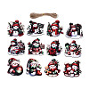 12Pcs Christmas UV Single Face Printed Wood Pendant Decorations WOOD-N020-25-1