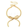 Bowknot 304 Stainless Steel Snake Chain Bracelets for Women BJEW-G721-01G-1