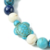 Summer Beach Turtle/Starfish Dyed Synthetic Turquoise Bracelets BJEW-JB10896-4