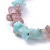 Natural Amazonite & Strawberry Quartz Chip Stretch Bracelets X-BJEW-JB04490-04-2