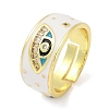 Brass Micro Pave Cubic Zirconia Enamel Cuff Rings for Women RJEW-L113-019G-06-4