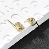 Conch Shape Brass Micro Pave Cubic Zirconia Ear Studs EJEW-D304-32G-1