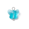 7Pcs Glass Butterfly Charms PALLOY-JF03227-04-3