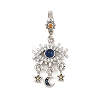 Brass Colorful Rhinestone European Dangle Charms KK-P324-08P-1