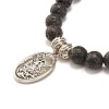 Natural Lava Rock Round Beads Stretch Bracelet BJEW-JB07461-7