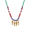4 Brass Pendant Resin Glass Beaded Necklaces FS-WG0AB01-02-1