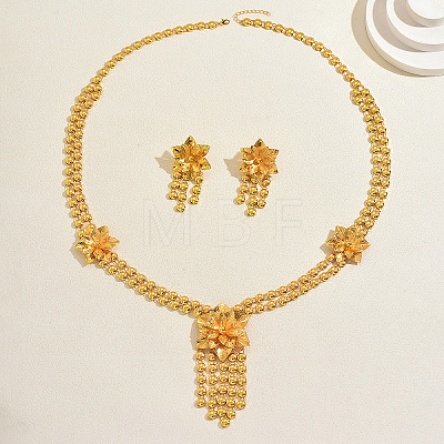 Luxury Alloy Floral Tassel Long Necklace & Earrings Set for Women KK0022-1