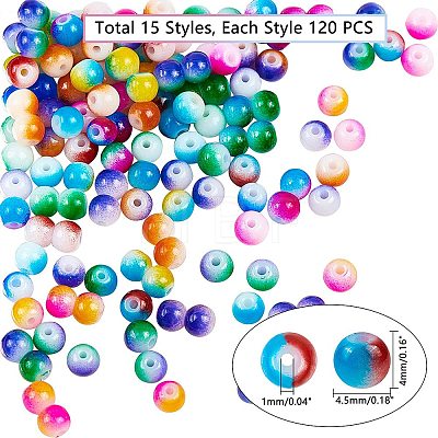 Spray Painted Resin Beads RESI-NB0001-23-1