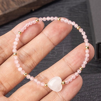 Natural Rose Quartz & Quartz Crystal Beads Stretch Bracelets for Women KL2694-1