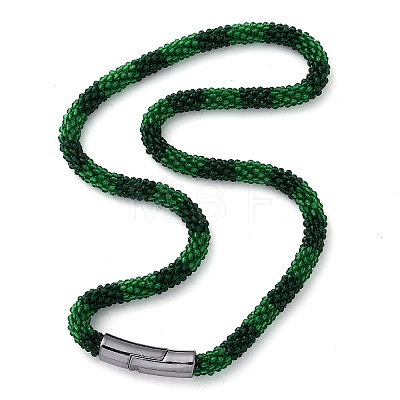 Glass Crochet Beaded Necklace NJEW-Z029-04D-1