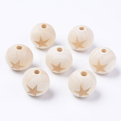 Unfinished Natural Wood European Beads WOOD-S057-004B-1