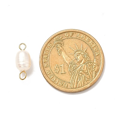 Natural Cultured Freshwater Pearl Beads Links Connectors X1-PALLOY-JF00941-01-1