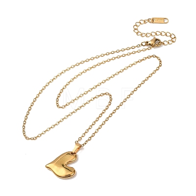 304 Stainless Steel Heart Pendant Cable Chain Necklaces for Men Women NJEW-K308-02C-G-1