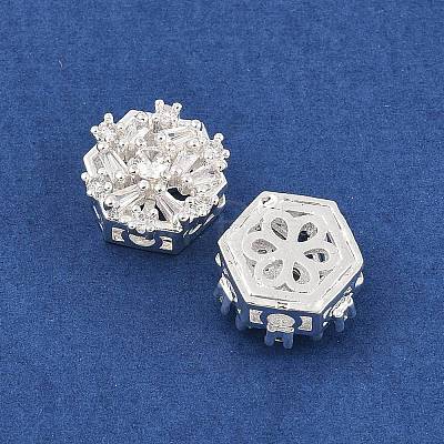 Rack Plating Brass Micro Pave Cubic Zirconia Beads KK-F879-06S-1