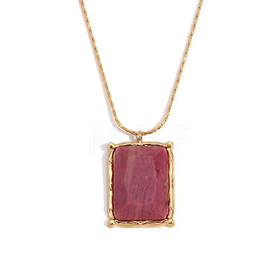 316L Surgical Stainless Steel with Natural Strawberry Quartz Pendant Necklaces WGEA815-04-1