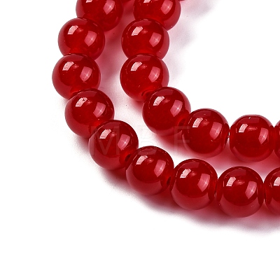 Imitation Jade Glass Round Beads Strands GLAA-A016-01F-1