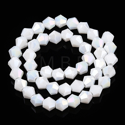 Opaque Solid Color Electroplate Glass Beads Strands EGLA-A039-P6mm-B15-1