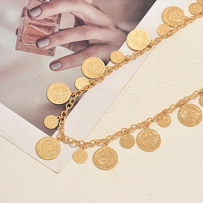 Vintage Alloy Coin Tassel Long Necklaces for Women EV2148-1