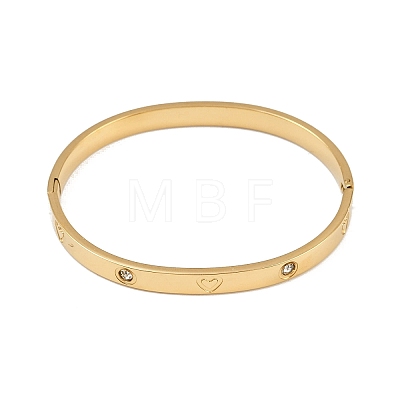 201 Stainless Steel with Rhinestone Bangles for Women BJEW-B138-04G-1