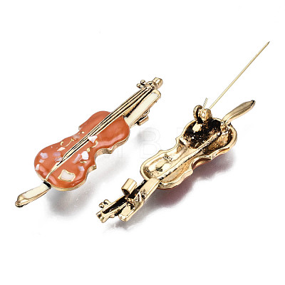 Violin Enamel Pin with Shell JEWB-N007-148-1