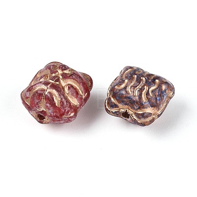 Picasso Baking Paint and Golden Metal Enlaced Glass Beads DGLA-T004-46M-1