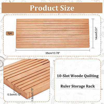 Customized 10-Slot Wooden Quilting Ruler Storage Rack RDIS-WH0011-21B-1