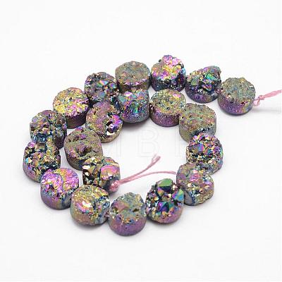 Electroplated Natural Druzy Quartz Crystal Bead Strands G-G889-05-1