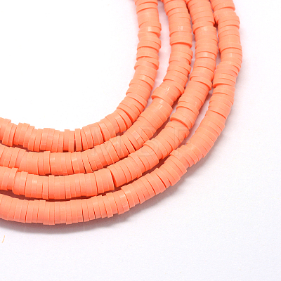 Flat Round Eco-Friendly Handmade Polymer Clay Bead Spacers X-CLAY-R067-4.0mm-19-1