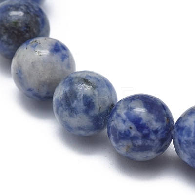 Natural Blue Spot Jasper Bead Stretch Bracelets X-BJEW-K212-A-039-1