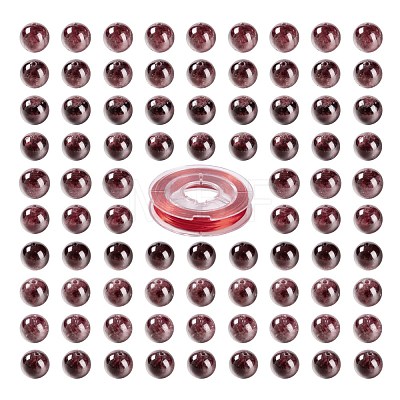 100Pcs 8mm Garnet Beads DIY-LS0002-14-1