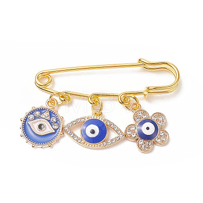 3Pcs 3 Style Iron Evil Eye Safety Pin Brooches JEWB-BR00085-1