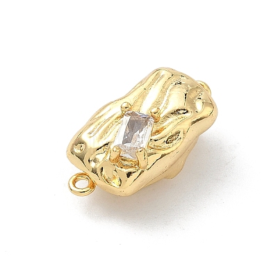 Nuggets Brass Micro Pave Clear Cubic Zirconia Box Clasps KK-H537-10G-1