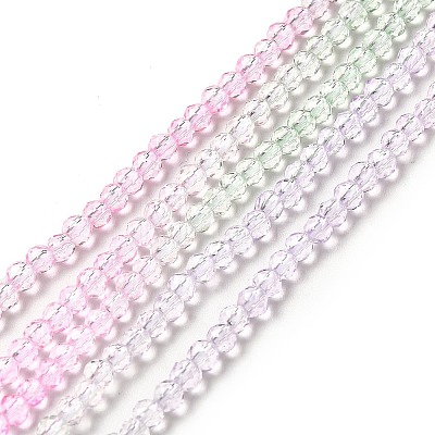 Transparent Gradient Color Glass Beads Strands GLAA-H021-01B-02-1