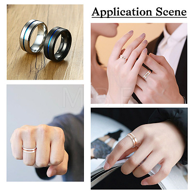 Yilisi 6Pcs 6 Style 202 & 304 Stainless Steel Grooved Finger Ring for Men Women RJEW-YS0001-01-1