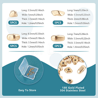 20Pcs 4 Styles 304 Stainless Steel Beads STAS-TA0006-40-1