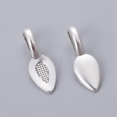 Tibetan Style Alloy Glun-on Flat Pad Bails for Pendants Making TIBEP-3348-AS-NR-1