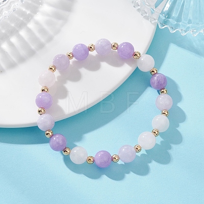 Natural Aquamarine & Rose Quartz & Amethyst Beaded Stretch Bracelets for Women BJEW-JB12945-1