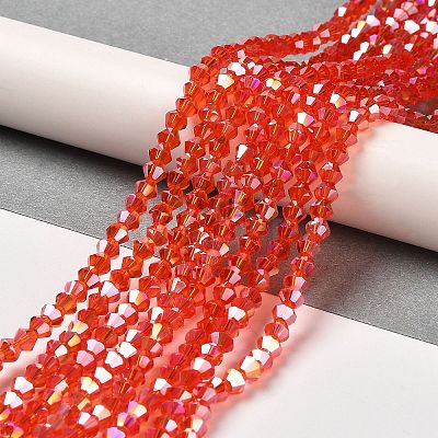 Transparent Electroplate Glass Beads Strands GLAA-F029-3mm-A14-1